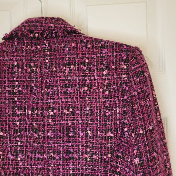 KARL LAGERFELD PARIS TWEED DOUBLE-BREASTED BLAZER SZ 10 - Picture 14 of 16